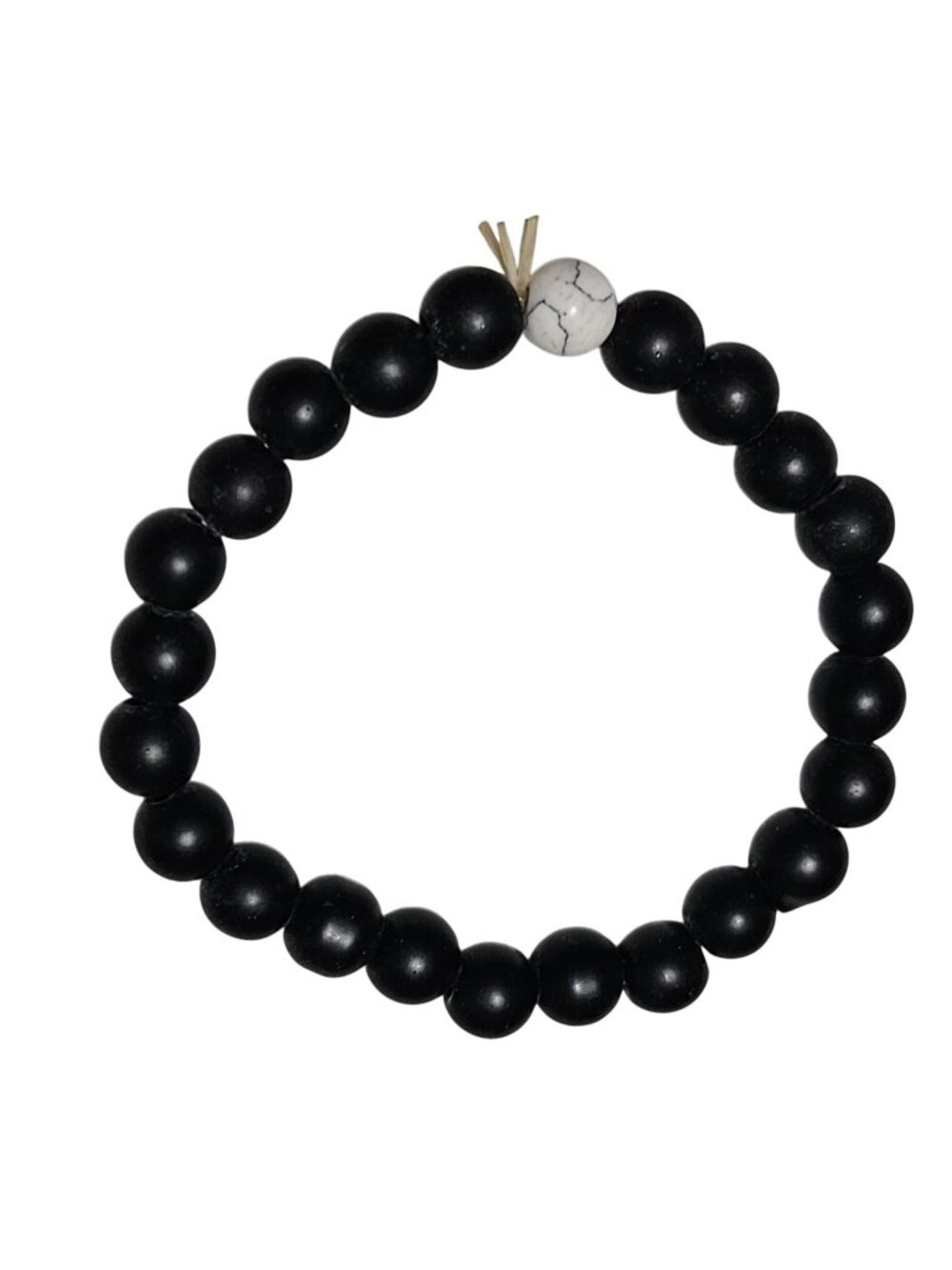 Boho Black Beaded Stretch Bracelet White Accent Stone Minimalist Fashion Jewelry